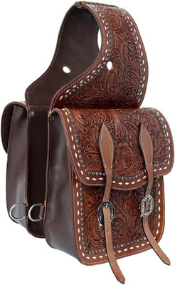 HILASON Soft Leather Horse Saddle Bag Brown | Equestrian Western Adjustable Clos