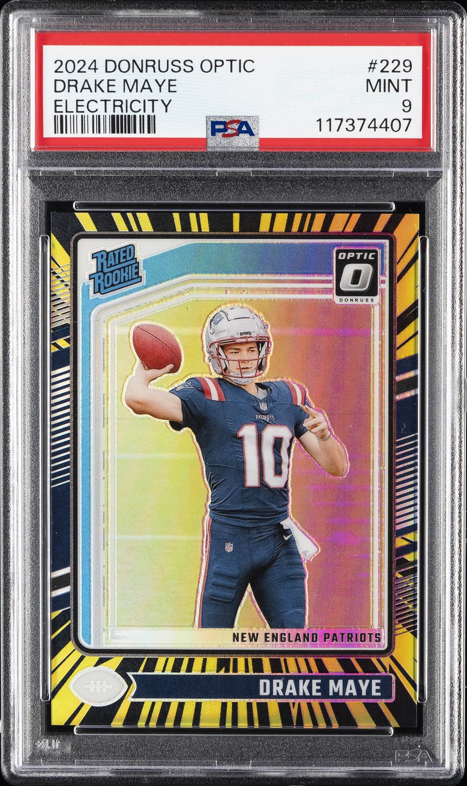 2024 PANINI DONRUSS OPTIC ELECTRICITY #229 DRAKE MAYE 52/75 PSA 9