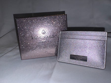 NIB KATE SPADE KENZIE GLITTER CARD CASE WALLET RETAIL 99 LUNAR LIGHT