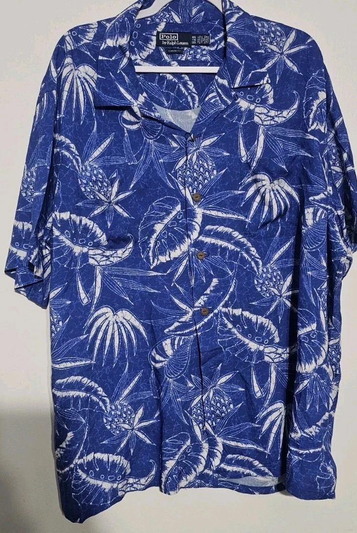 Polo Ralph Lauren Classic Fit Hoffman Print Camp Shirt Blue Mens Size XXL NWT