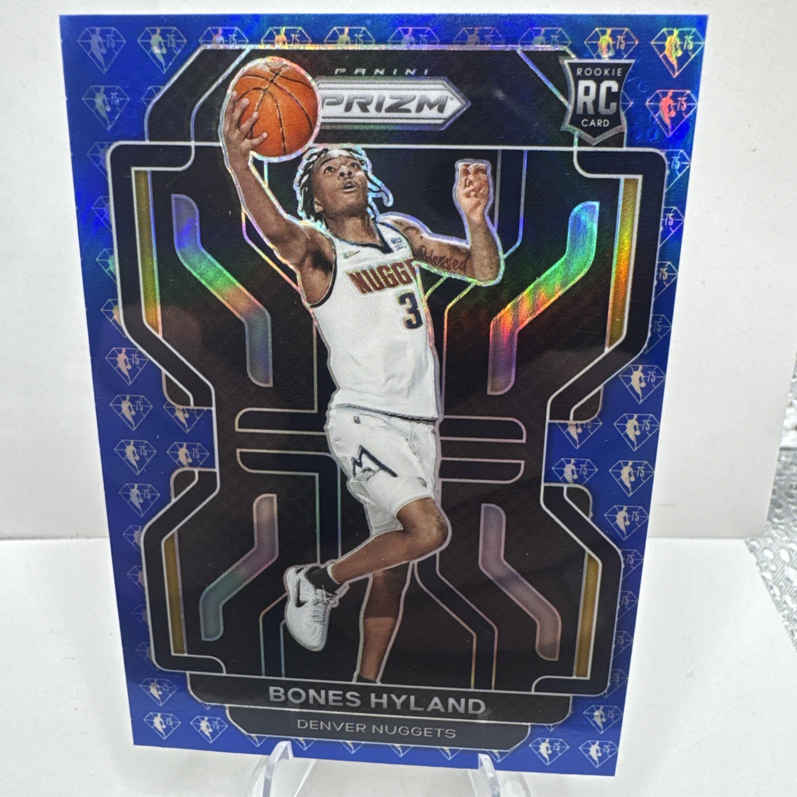 2021 Panini Prizm Bones Hyland #302 NBA 75th Anniversary Blue Prizm Nuggets