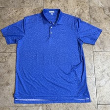 Peter Millar Summer Comfort Polo Shirt Mens XL Blue All Over Drink Print Golf