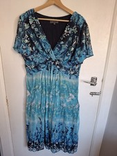 blue wrap style V neck dress size 18 Per Una