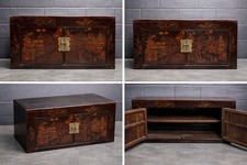 Antique Oriental Lacquer Cabinet &ndash; Hand-Painted &ndash; Imported from Thailand