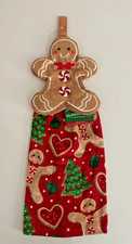 NEW GINGERBREAD MAN HANGING TEA KITCHEN DISH TOWEL CHRISTMAS FREE SHIP
