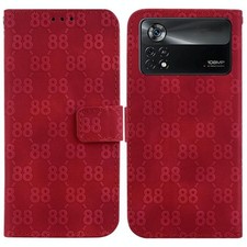 Custodia doppia in pelle goffrata rossa per Xiaomi Poco X4 Pro 5G modello 8