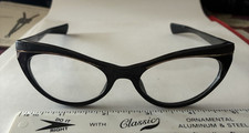 VINTAGE "SWANK" FRANCE Cat Eye Style EYE GLASSES Pointy Black Frame w Gold High