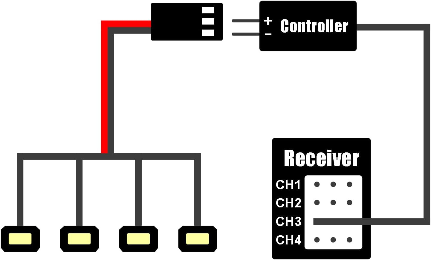 INJORA 4LED Rock Lights Kit with Controller for SCX10 TRX4 1/10 RC Crawler Upgra