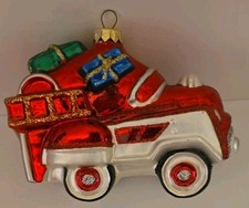1998 Hallmark Keepsake,  1955 Murray Fire Truck Blown Glass  Ornament Poland NIB