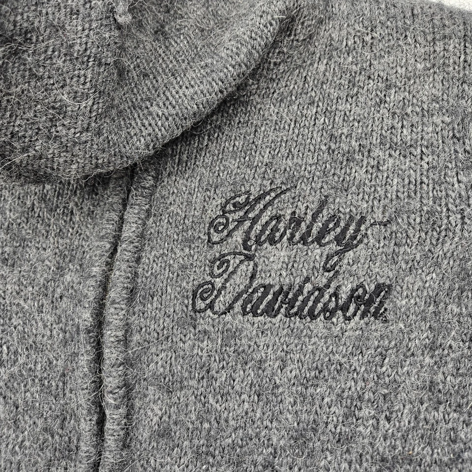Suéter feminino Harley Davidson 1W logotipo mistura de lã alpaca zíper cinza gola capuz - Imagem 3 de 4