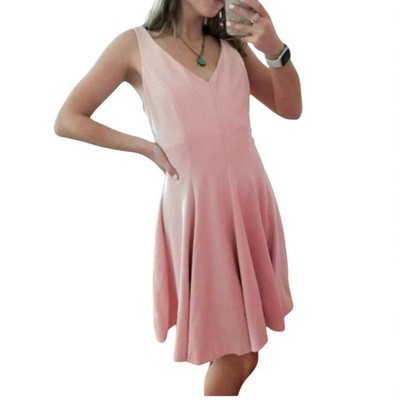 Amanda Uprichard x GB NEW Ponte Knit V-Neck Fit and Flare Dress Pink Size 1X