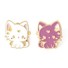 Anime Cat Brooch Pins For Women Enamel Pins for Backpacks white purple