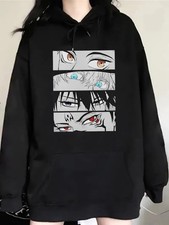 Women's Anime Manga Graphic Hooded Sweatshirt - Soft Mixed Fabric with Adjustabl
