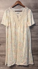 VTG Vassarette Floral Pastel Nylon Peignoir Robe Nightgown Negligee Lace Set M L