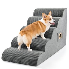 Dog Stairs for Small Medium Dogs and Cats 19.7"H 5-Step Studry Steps for Bed