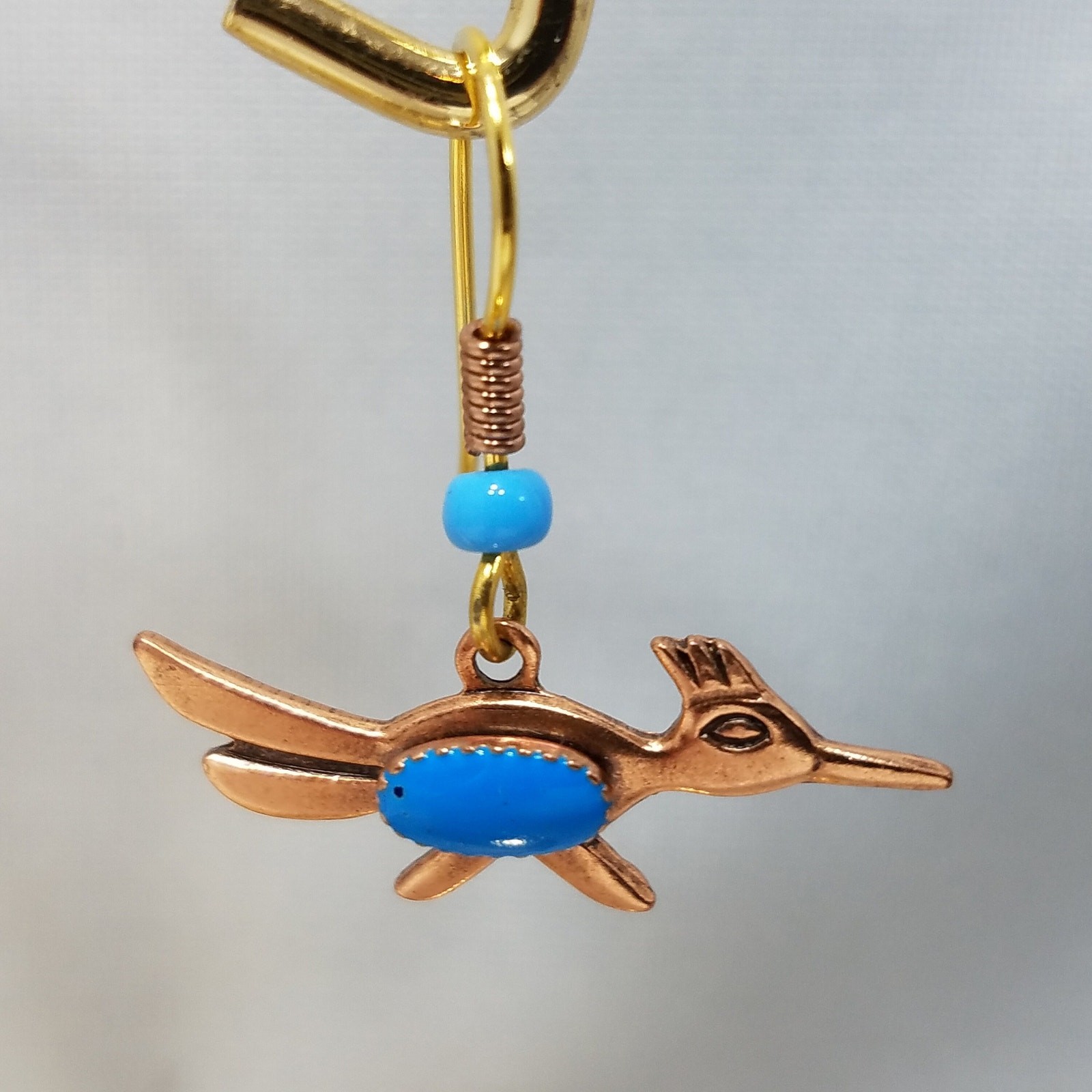 Vintage Roadrunner Solid Copper Earrings, Bells T… - image 9
