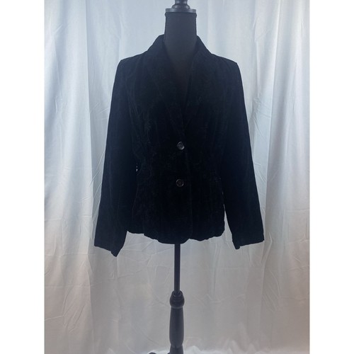 Eddie Bauer, Eddie Bauer Black Velvet Embroidered Blazer Women's Size 6
