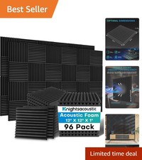 96 Pack Acoustic Foam Panels - 12"x12" High Density Sound Absorbing Wedges