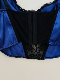 NWT Fantasy Lingerie Corset Top Sz L Purple/Black Lace Sexy Comfort Elastic New