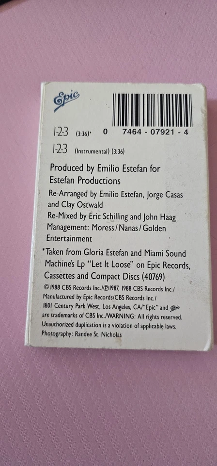 Gloria Estefan/Miami Sound Machine “1-2-3” US Cassette Single used see pics MM - Image 2 of 4