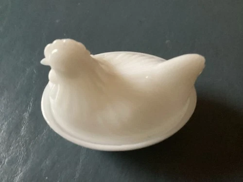 Vintage Hazel Atlas Milk Glass Hen On Nest Mini Covered Dish
