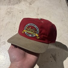 Vintage Cabelas Strapback Hat Red Outdoors Mens Used 90s Y2K