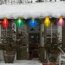 Jumbo Xmas String Lights 16ft Large Christmas Hanging Glossy Clear Multicolor