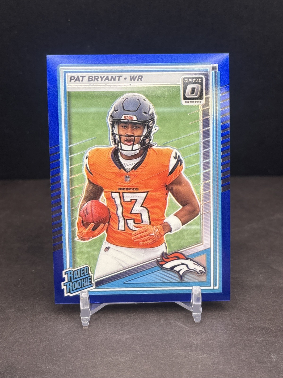 Pat Bryant 2025 Donruss Optic #215 Rated Rookie Blue SP 155/249 Broncos TF1
