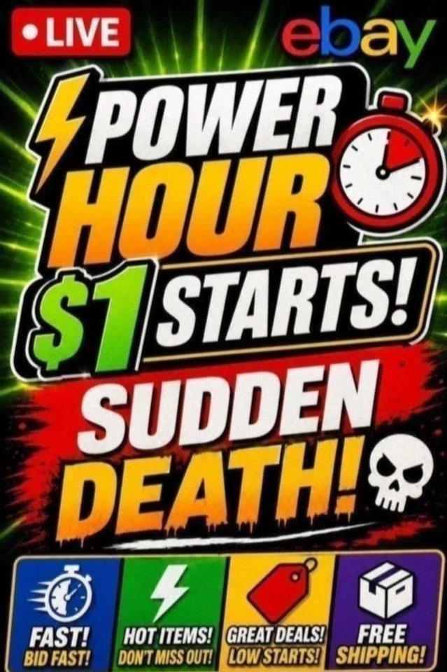 Power Hour! $1 Starts "FREE SHIPPING" Sudden Death!!