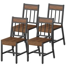 Dining Chairs Set of 4, Kitchen Chairs with Metal Frame, Slanted Back, Indust...