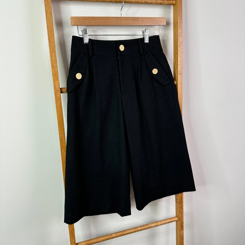 Pantalones cortos largos Blue Label Crestbridge para mujer 36 negros pierna ancha Foto 2 de 4