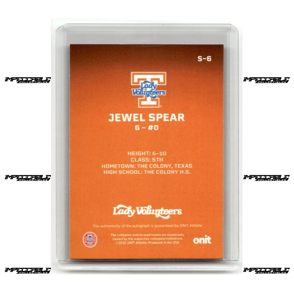 2024-25 ONIT Tennessee - Blanco #S-6 Jewel Spear Novato En Tarjeta Automático/80 Foto 2 de 2