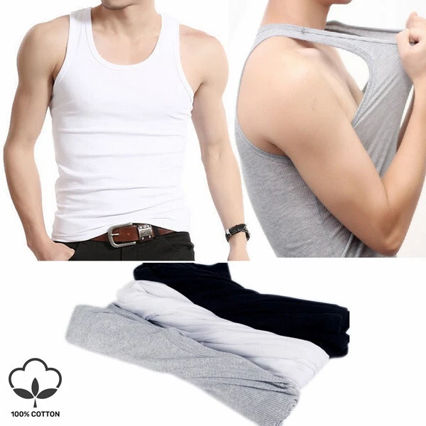 3-12 Pack Men 100% Cotton Tagless Ribbed Tank Top A-Shirt Wife Beater Undershirt - Image 3 of 4
