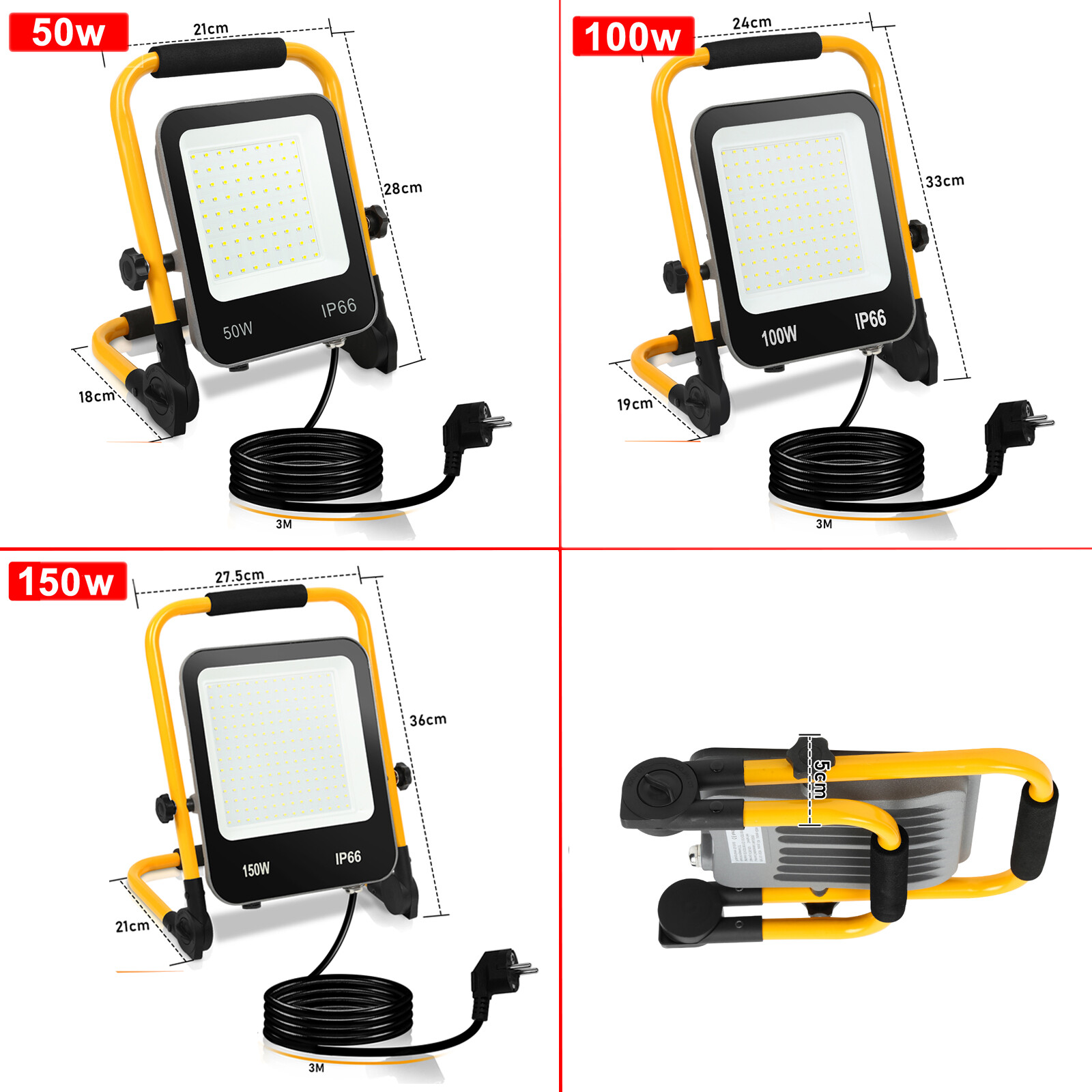 Eikuavons Baustrahler Stativ - Höhenverstellbar Bis 1,60m Für 2 Strahler