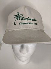 Vintage Palmetto Chemicals Inc hat snapback rope brim white Made in the USA