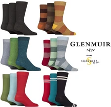 Men's Bamboo Socks, Leisure, Plain, Striped, Pattern 3 Pair Size 7-11 - Glenmuir