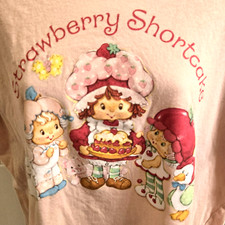 Strawberry Shortcake Berry Sweet Adult T-shirt Size L 1980s Image Bonnet Cat