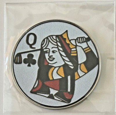 Queen Of Clubs - Pro size 32mm Slim -Golf Ball Marker