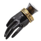 Hermes Enamel Emaile GM Horse Pattern Bangle Bracelet Black x Gold with Box