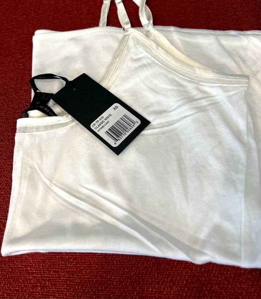 $195 Kiki De Montparnasse Mujer Blanco Seda Clásico Blanco In Time Cami. Talla L Foto 4 de 4