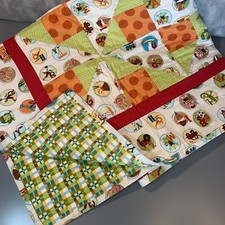 Kids Quilt 33"x45", Animals, Letters, Sports, Cotton Handmade Gift 376 