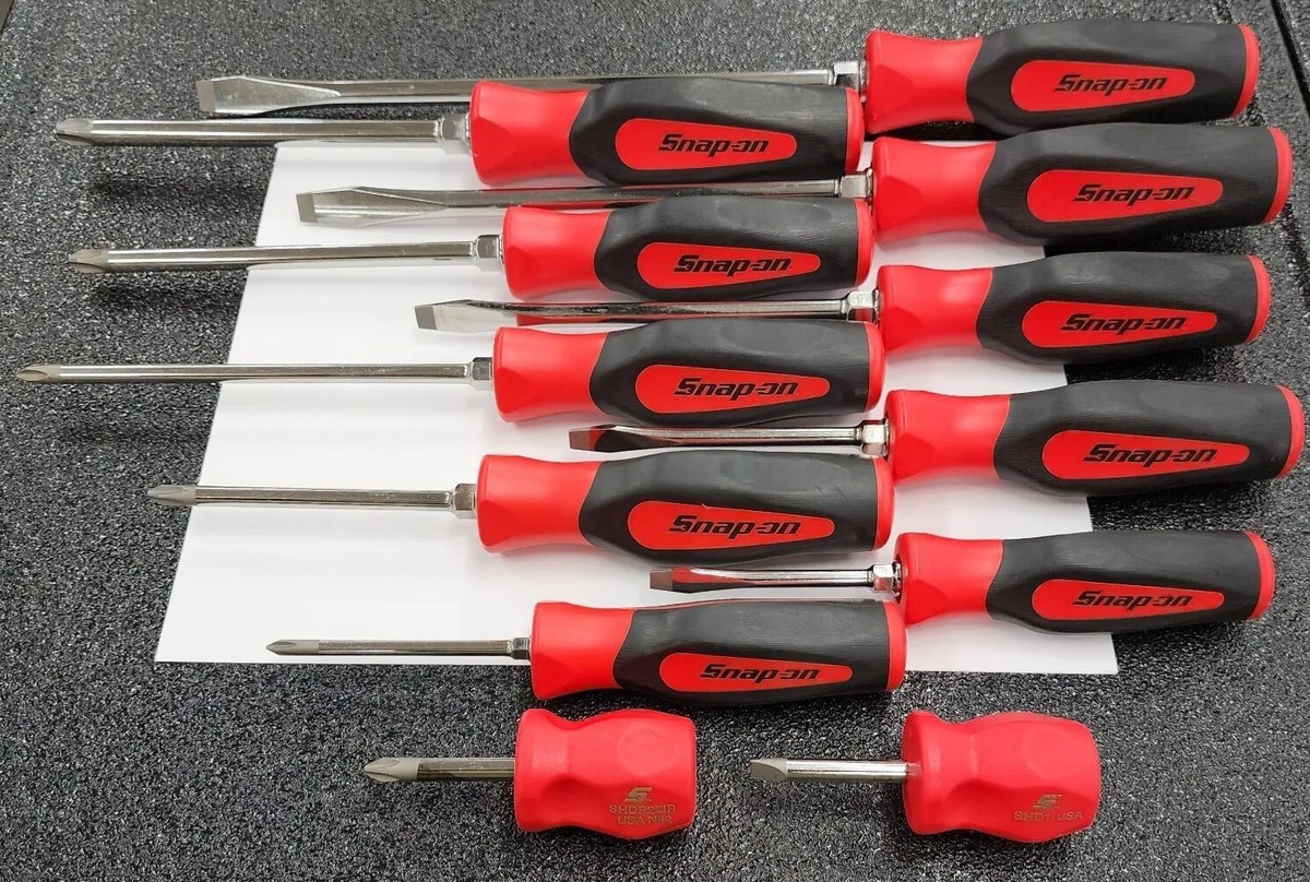 Snap-on Tools US NEW 12PC RED Soft Grip Combination Screwdriver