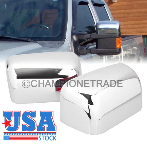 US Chrome Side Half Top Mirror Add-on Covers for Ford F-250 2008 2009 2010-2016