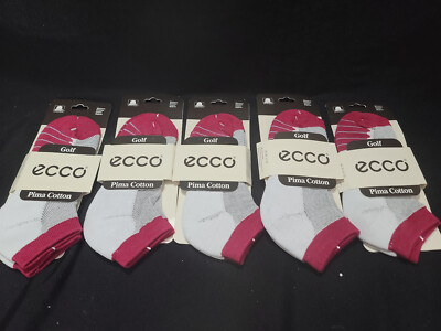  Best Price Lot 5x  Women s ECCO Golf pima Cotton White/Red Ankle Socks Sz 9-11 