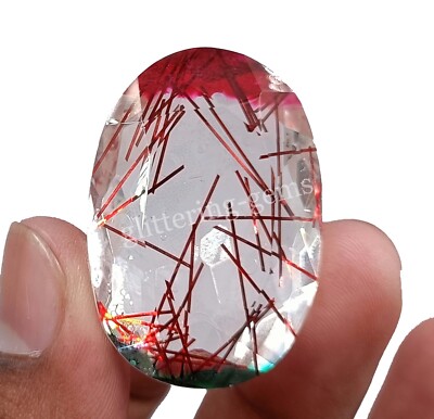 96.40 CT Bi Color Rutilated Quartz IGL Transparent Oval Cut Gemstone NA