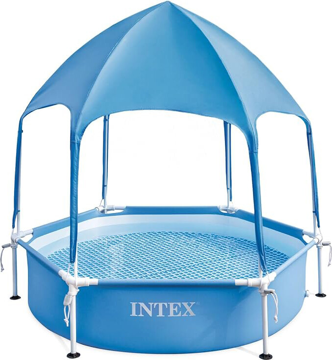 Piscina Rotonda con Tettoia Parasole 183cm Azzurro 28209 Canopy MetalFrame Intex