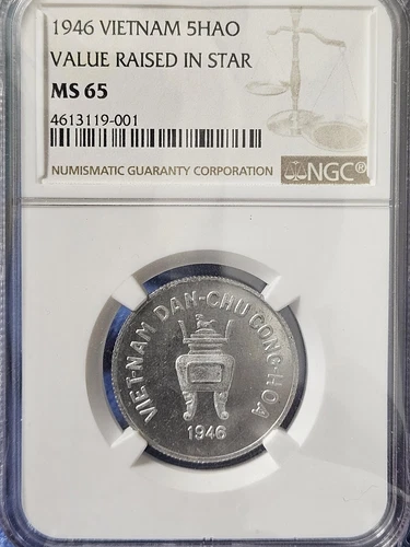 Vietnam, 1946 5 HAO NGC MS 65  Value Raised in Star
