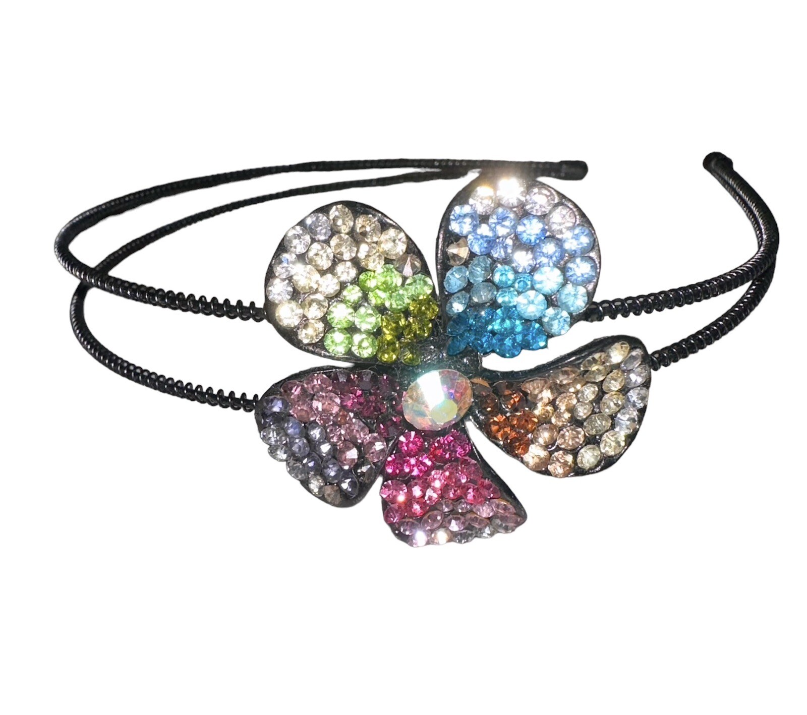 Double Split Row Headband with Crystal Rhinestone… - image 2