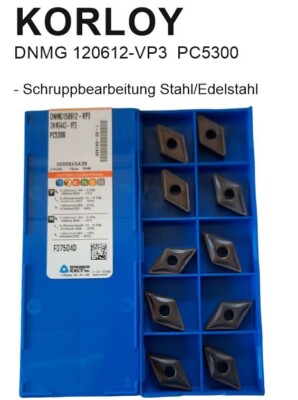 10 Korloy Wendeplatten DNMG150612-VP3 PC5300 für Stahl/VA