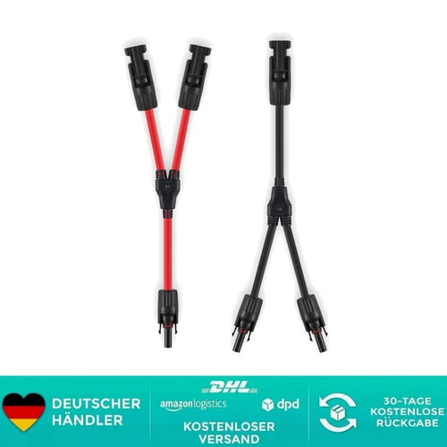 6 mm² Solarkabel Y-Verteiler,1 Paar Solarpanel 1Y2 10AWG Y Stecker Fotovoltaik